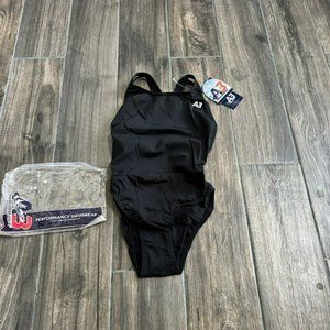 AB performance female sprintback poly black swimsuit size 28 one piece